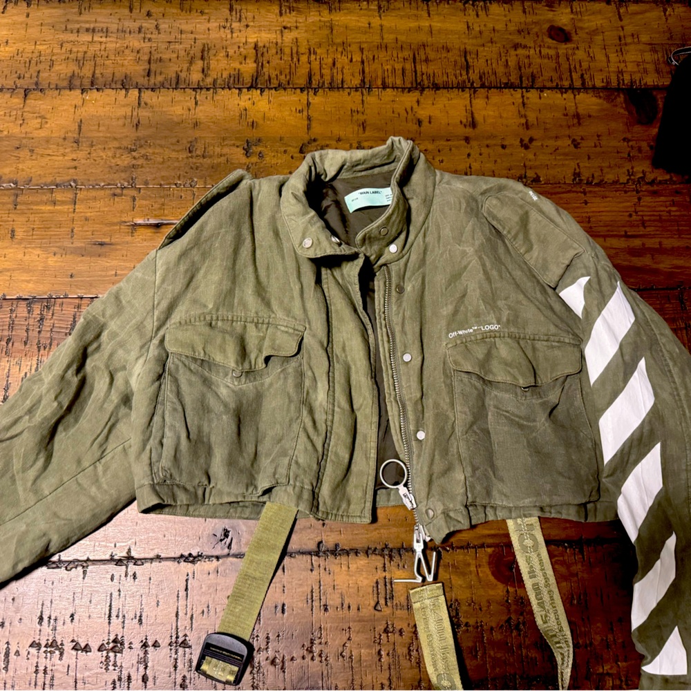 Off-White army khaki green crop jacket